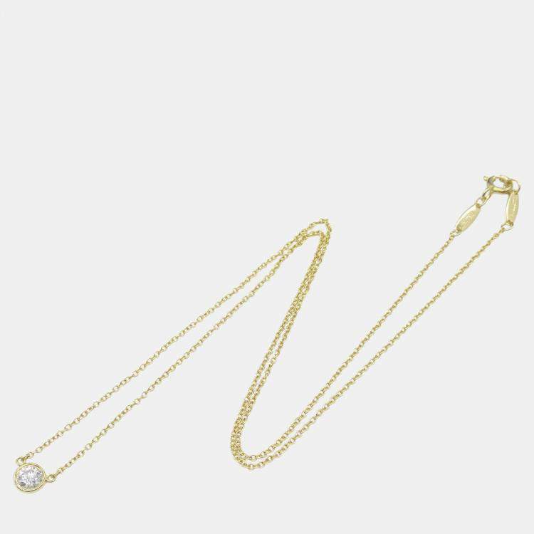 Pre Owned Tiffany & Co. Diamond Necklace 18k Yellow Gold Clear Metal