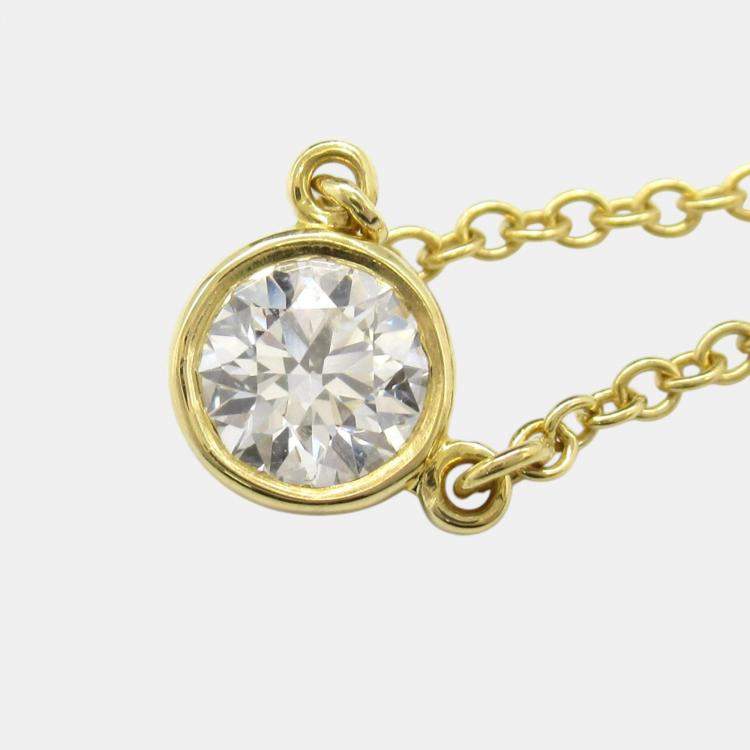 Pre Owned Tiffany & Co. Diamond Necklace 18k Yellow Gold Clear Metal