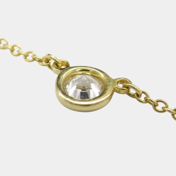 Pre Owned Tiffany & Co. Diamond Necklace 18k Yellow Gold Clear Metal