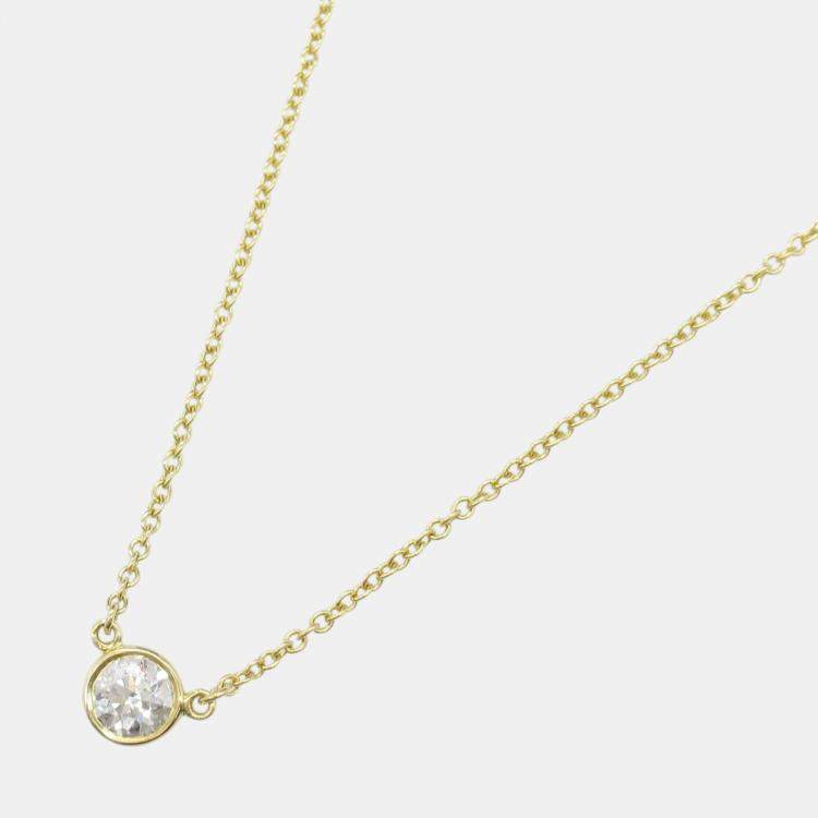 Pre Owned Tiffany & Co. Diamond Necklace 18k Yellow Gold Clear Metal