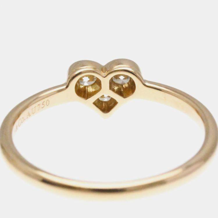 Pre Owned Tiffany & Co. 18K Pink Gold Sentimental Heart Diamond Band Ring EU 54.5