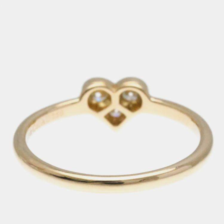 Pre Owned Tiffany & Co. 18K Pink Gold Sentimental Heart Diamond Band Ring EU 54.5