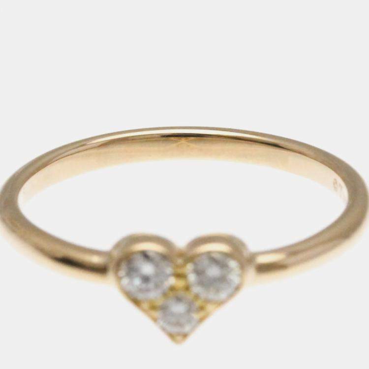 Pre Owned Tiffany & Co. 18K Pink Gold Sentimental Heart Diamond Band Ring EU 54.5