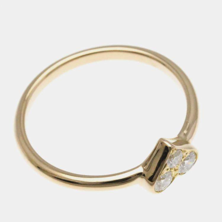 Pre Owned Tiffany & Co. 18K Pink Gold Sentimental Heart Diamond Band Ring EU 54.5