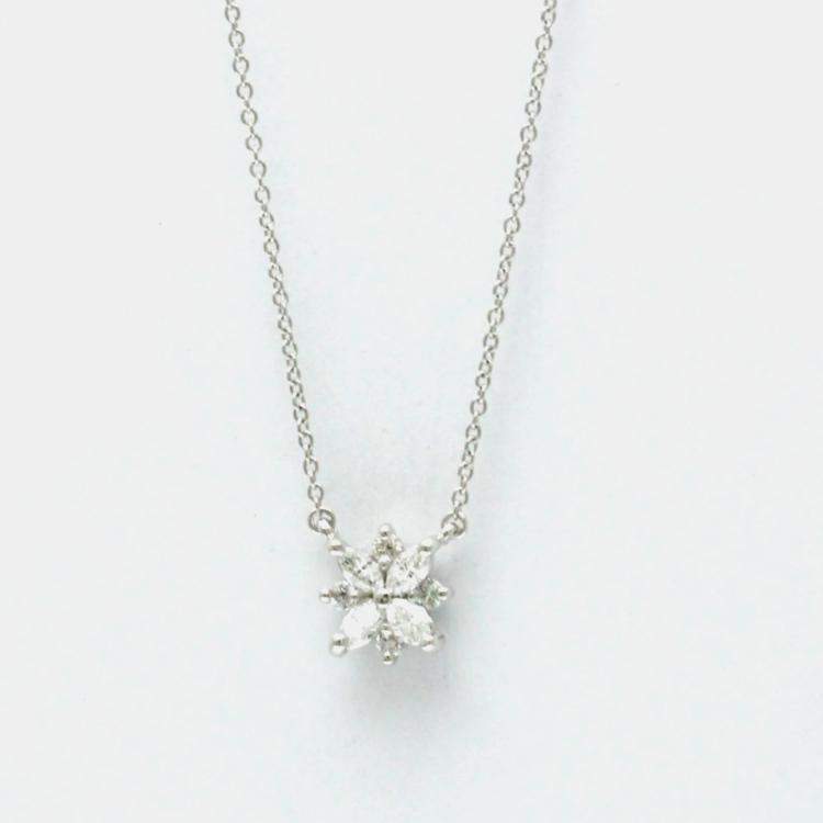 Pre Owned Tiffany & Co. Platinum Diamond Victoria Cluster Pendant Necklace