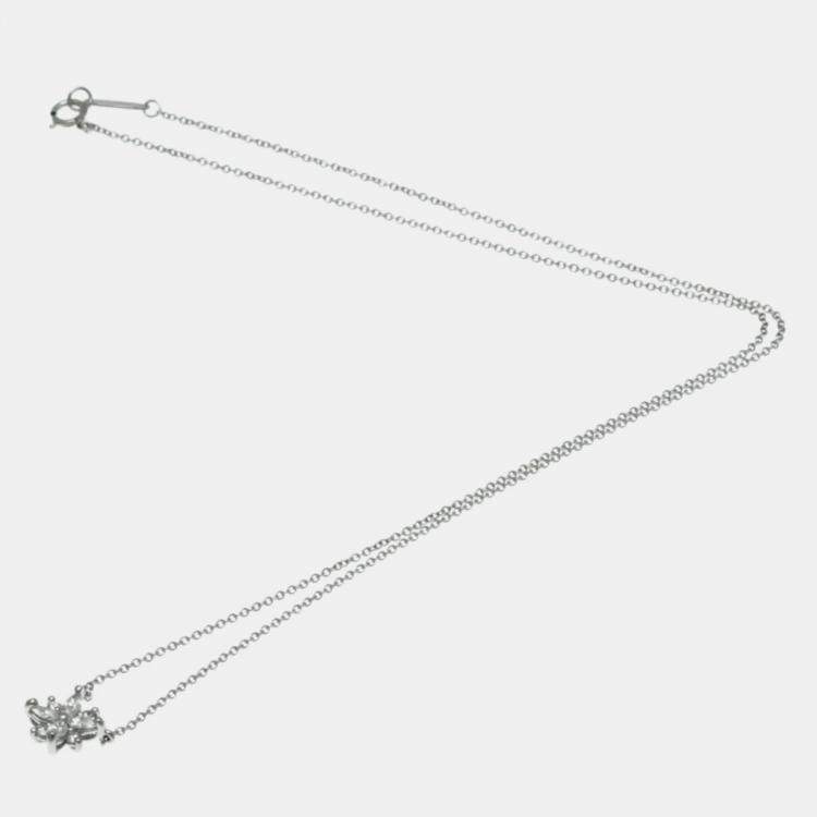 Pre Owned Tiffany & Co. Platinum Diamond Victoria Cluster Pendant Necklace