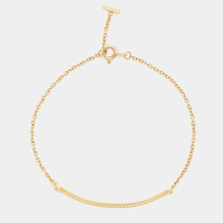Pre Owned Tiffany & Co. T Smile Diamond 18k Yellow Gold Bracelet