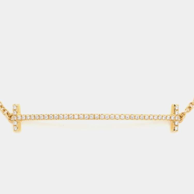 Pre Owned Tiffany & Co. T Smile Diamond 18k Yellow Gold Bracelet