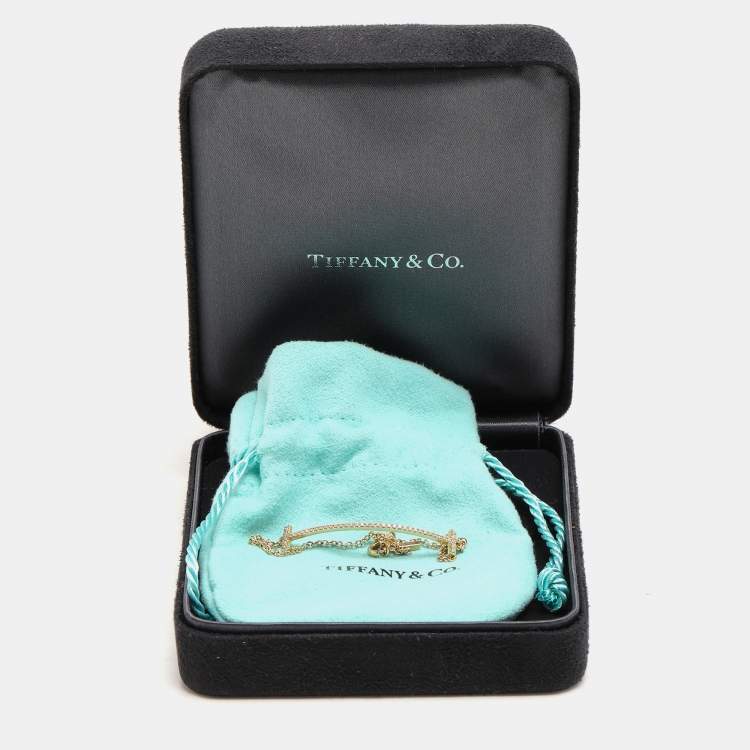 Pre Owned Tiffany & Co. T Smile Diamond 18k Yellow Gold Bracelet