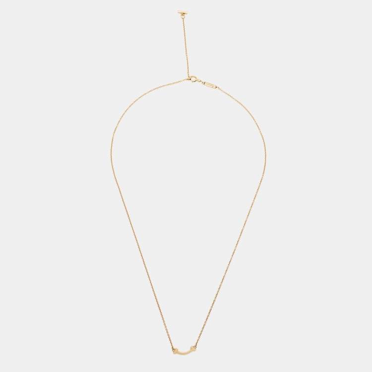 Pre Owned Tiffany & Co. T Smile Mini 18K Rose Gold Necklace