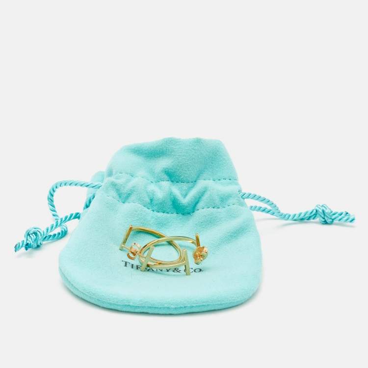 Pre Owned Tiffany & Co. Tiffany T 18k Yellow Gold Hoop Earrings