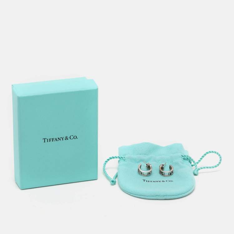 Pre Owned Tiffany & Co. Silver 925 Atlas Roman Numeric Hoop Earrings