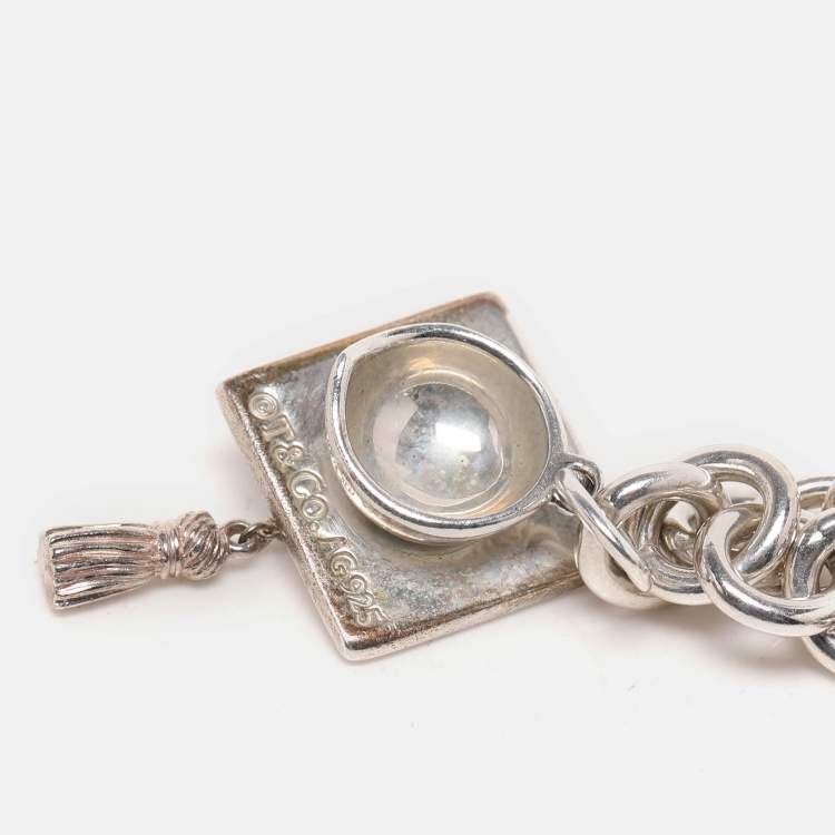 Pre Owned Tiffany & Co. Sterling Silver Multi Charms Toggle Bracelet