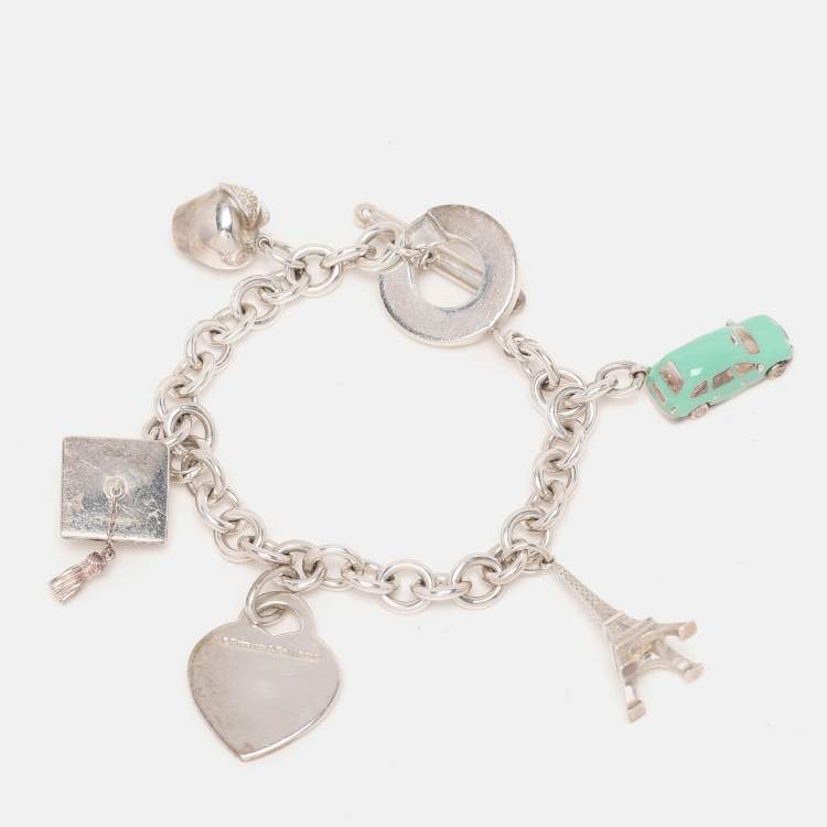 Pre Owned Tiffany & Co. Sterling Silver Multi Charms Toggle Bracelet