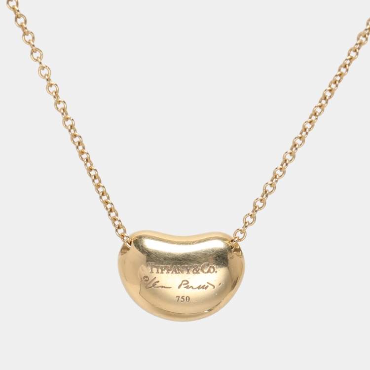 Pre Owned Tiffany & Co. Elsa Peretti Bean 18k Yellow Gold Pendant Necklace
