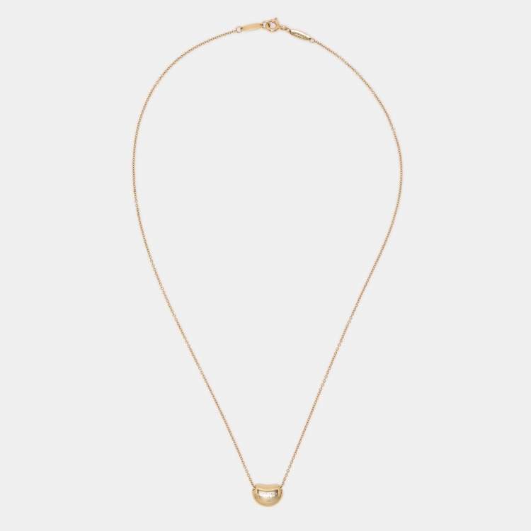 Pre Owned Tiffany & Co. Elsa Peretti Bean 18k Yellow Gold Pendant Necklace