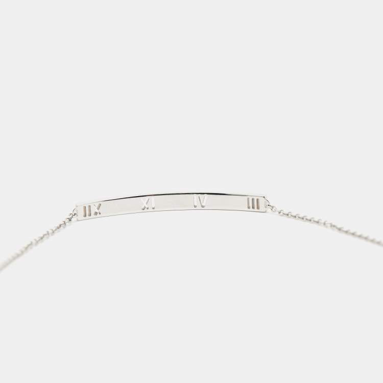 Pre Owned Tiffany & Co. Atlas Pirced Bar Diamonds 18k White Gold Bracelet