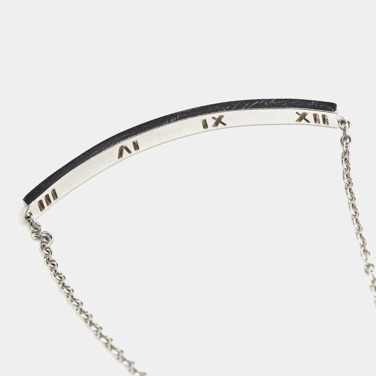 Pre Owned Tiffany & Co. Atlas Pirced Bar Diamonds 18k White Gold Bracelet