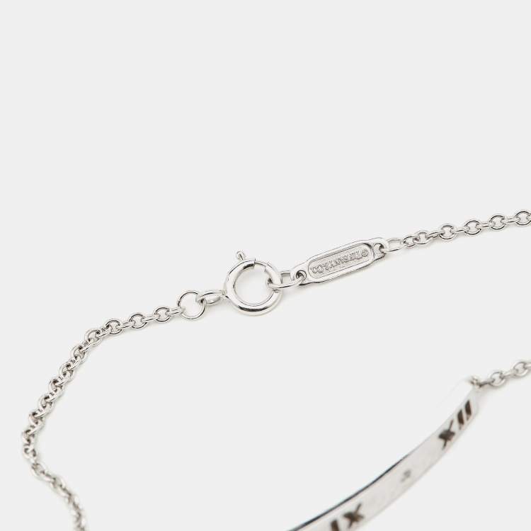 Pre Owned Tiffany & Co. Atlas Pirced Bar Diamonds 18k White Gold Bracelet