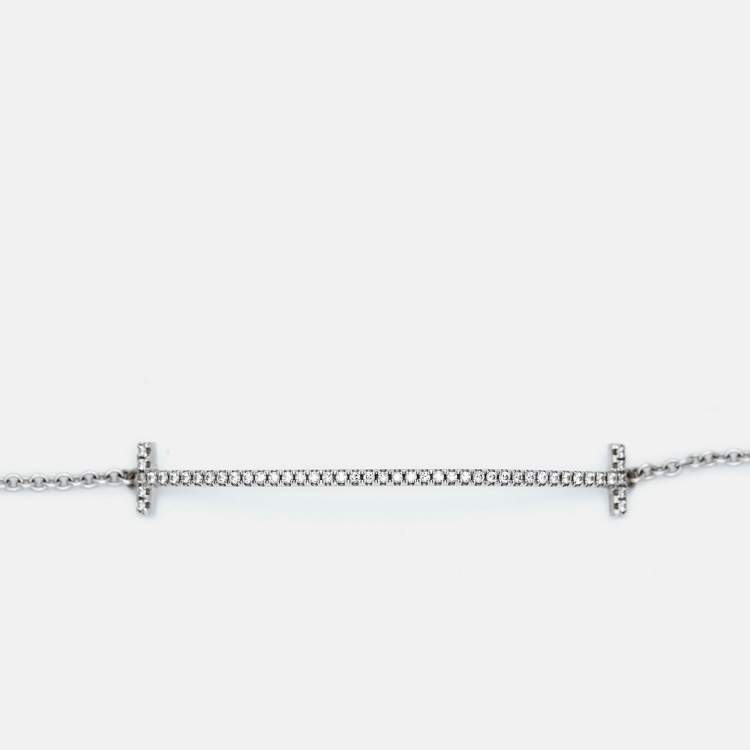 Pre Owned Tiffany & Co. T Smile Diamonds 18k White Gold Bracelet