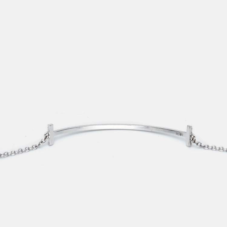 Pre Owned Tiffany & Co. T Smile Diamonds 18k White Gold Bracelet