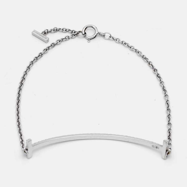 Pre Owned Tiffany & Co. T Smile Diamonds 18k White Gold Bracelet