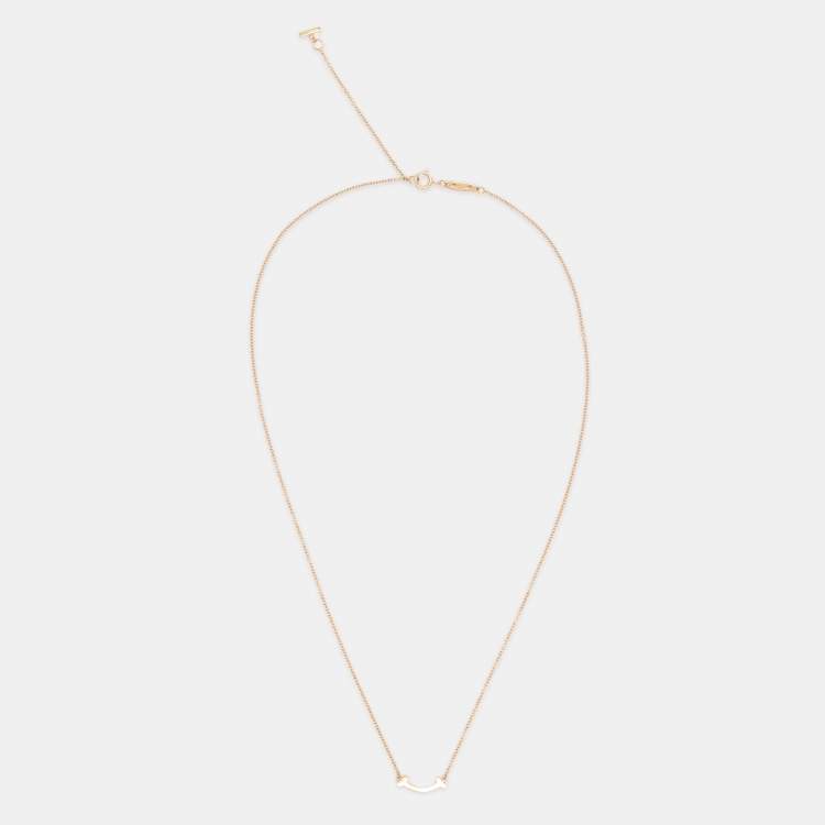 Pre Owned Tiffany & Co. T Smile Mini 18k Rose Gold Necklace