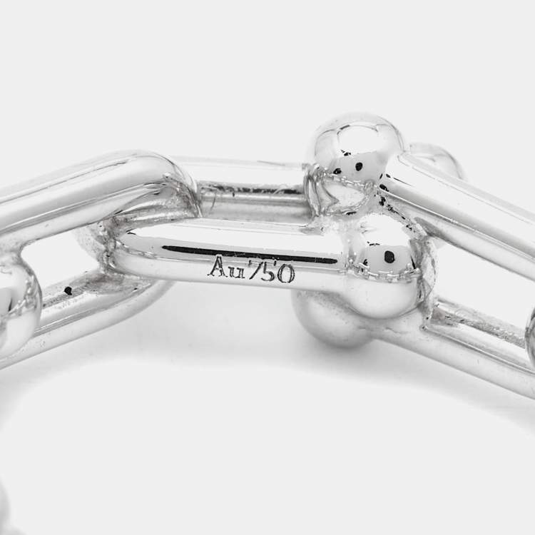 Pre Owned Tiffany & Co.  Tiffany HardWear Small Link Diamonds 18k White Gold Ring Size 55