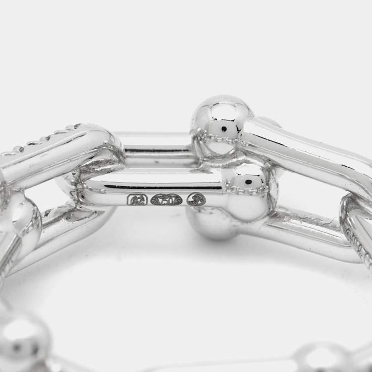 Pre Owned Tiffany & Co.  Tiffany HardWear Small Link Diamonds 18k White Gold Ring Size 55