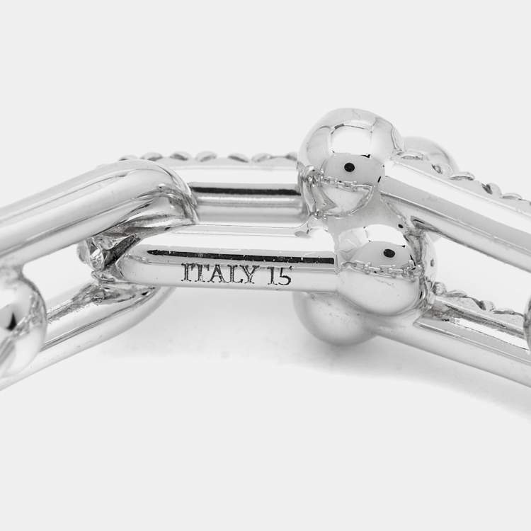 Pre Owned Tiffany & Co.  Tiffany HardWear Small Link Diamonds 18k White Gold Ring Size 55