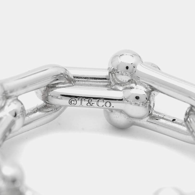 Pre Owned Tiffany & Co.  Tiffany HardWear Small Link Diamonds 18k White Gold Ring Size 55