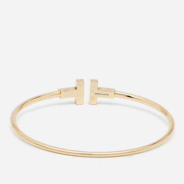 Pre Owned Tiffany & Co. T Wire 18k Yellow Gold Bracelet