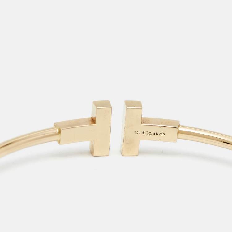 Pre Owned Tiffany & Co. T Wire 18k Yellow Gold Bracelet