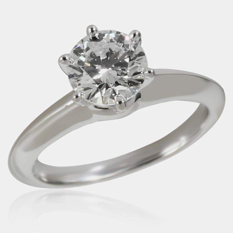 Pre Owned Tiffany & Co. Platinum and Diamond Solitaire Engagement Ring EU 49
