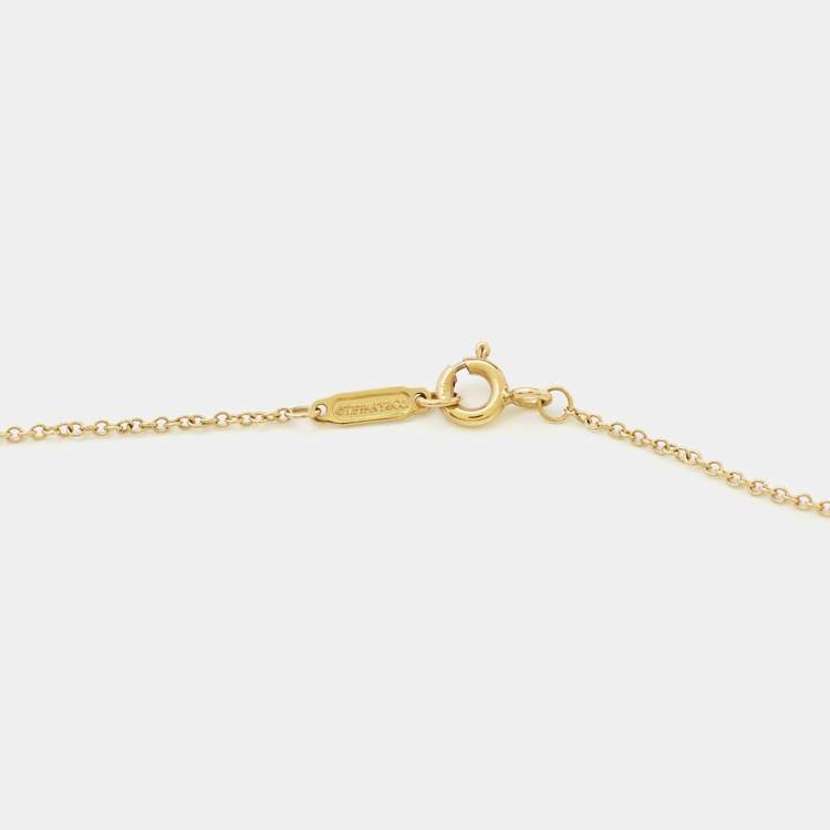 Pre Owned Tiffany & Co. Key Heart Mini 18k Yellow Gold Pendant Necklace