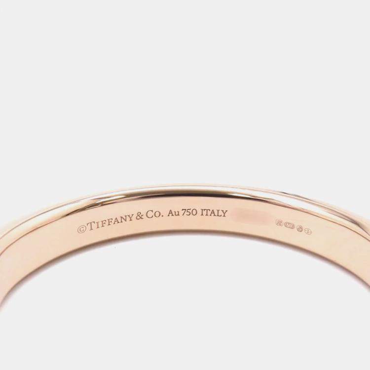 Pre Owned Tiffany & Co. 18K Pink Gold Padlock Bangle Bracelet Size Small 