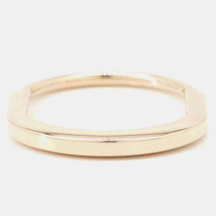 Pre Owned Tiffany & Co. 18K Pink Gold Padlock Bangle Bracelet Size Small 
