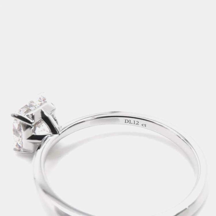 Pre Owned Tiffany & Co. Platinum True Engagement Diamond Ring EU 52 