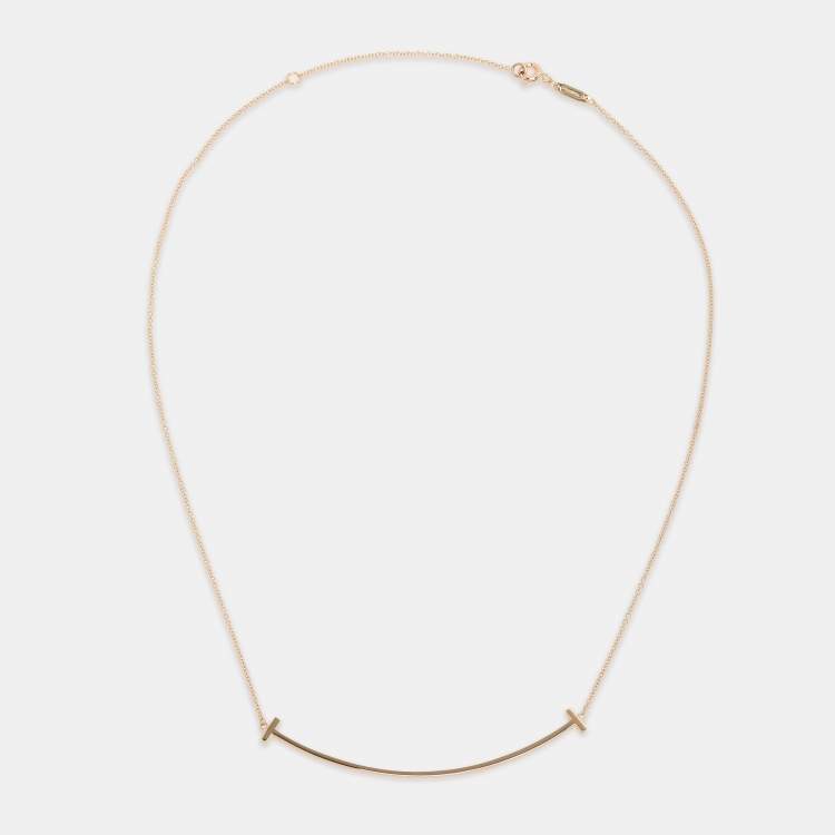 Pre Owned Tiffany & Co. 18k Yellow Gold T Smile Necklace