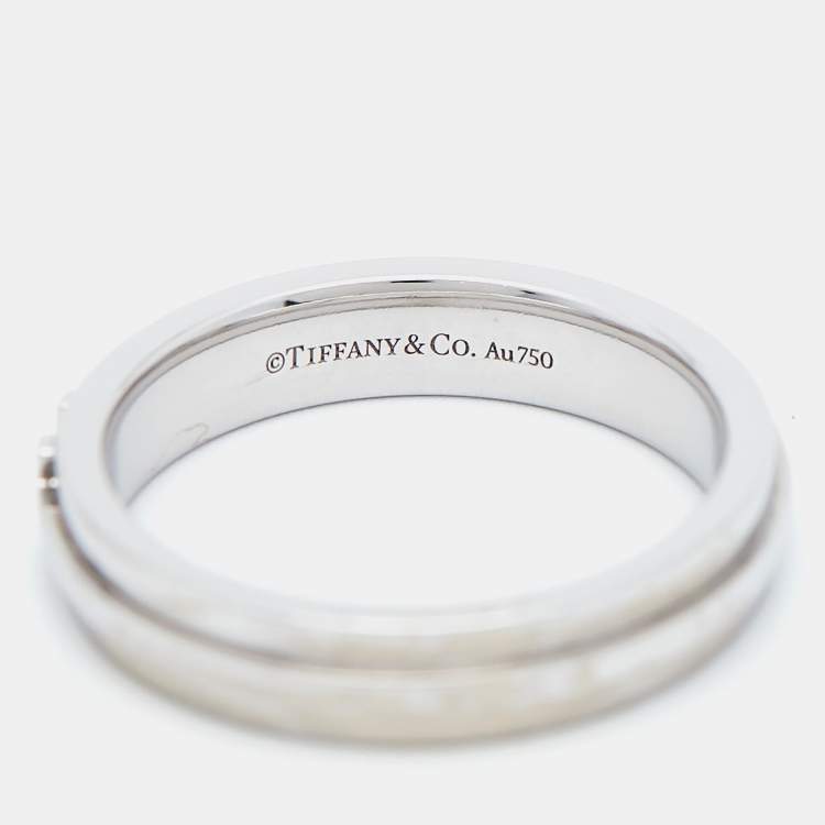 Pre Owned Tiffany & Co. Tiffany T 18k White Gold Narrow Ring Size 59