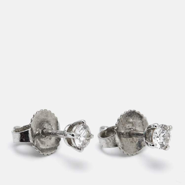 Pre Owned Tiffany & Co. Tiffany Solitaire Diamond Platinum Stud Earrings