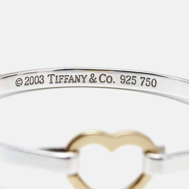 Pre Owned Tiffany & Co. Heart Sterling Silver 18k Yellow Gold Bracelet