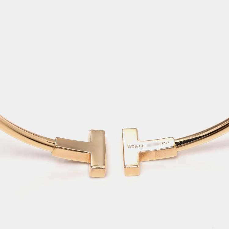 Pre Owned Tiffany & Co. T Wire Diamond 18k Yellow Gold Bracelet