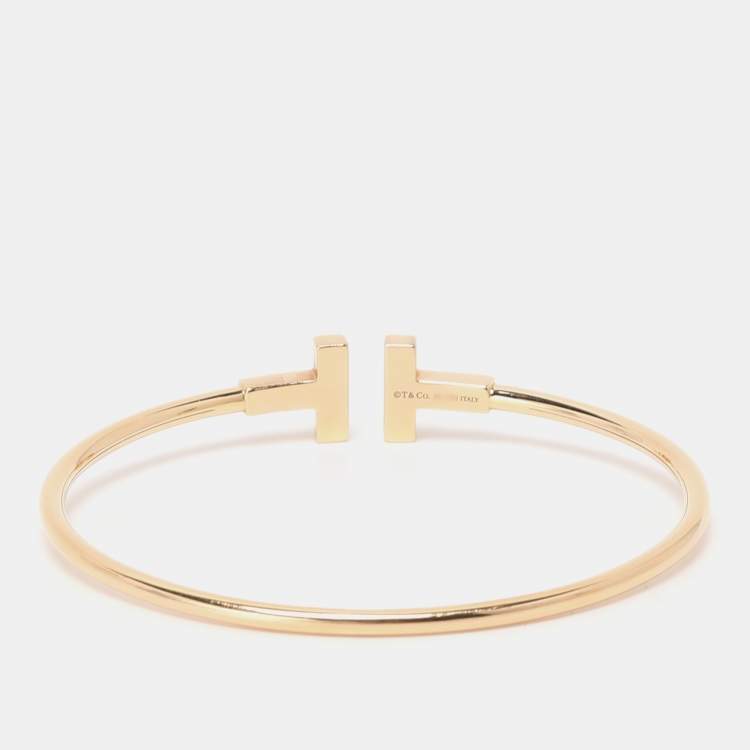 Pre Owned Tiffany & Co. T Wire Diamond 18k Yellow Gold Bracelet