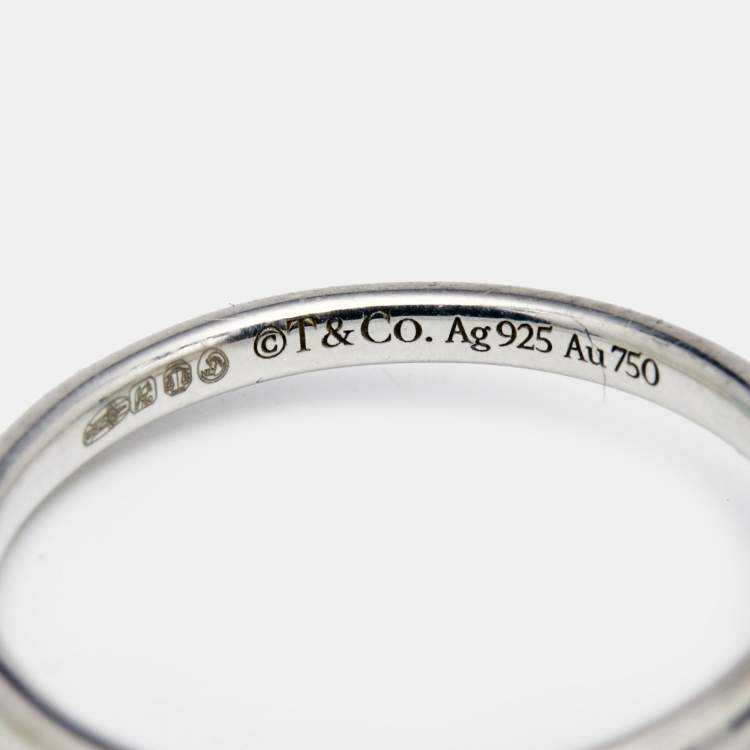 Pre Owned Tiffany & Co. Love Lady Bug Sterling Silver18k Gold Ring Size 54