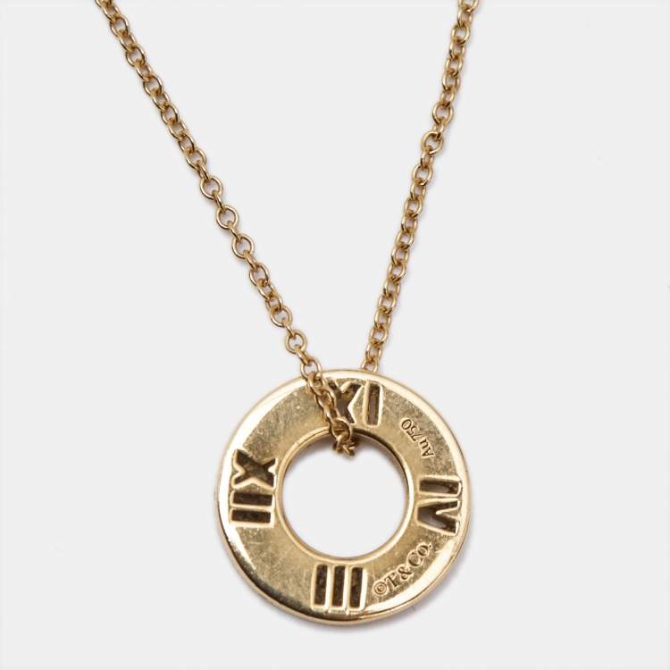 Pre Owned Tiffany & Co. Atlas Diamond 18k Rose Gold Pendant Necklace