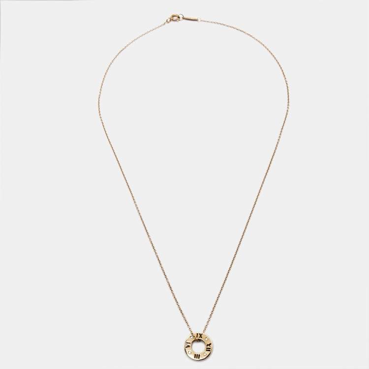 Pre Owned Tiffany & Co. Atlas Diamond 18k Rose Gold Pendant Necklace