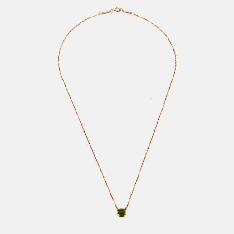 Pre Owned Tiffany & Co. Elsa Peretti™ Color by the Yard Jade 18k Yellow Gold Necklace