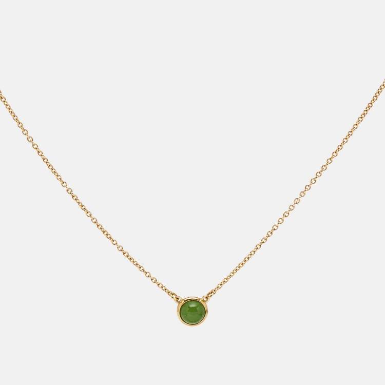 Pre Owned Tiffany & Co. Elsa Peretti™ Color by the Yard Jade 18k Yellow Gold Necklace
