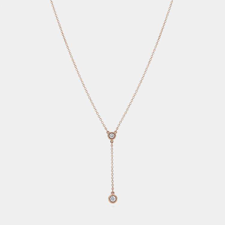 Pre Owned Tiffany & Co. 18K Rose Gold Double Diamond Pendant Necklace